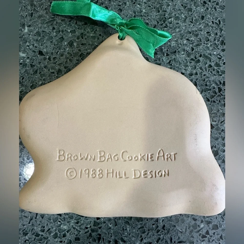 Fall Pumpkin VINTAGE 1988 Brown Bag Cookie Mold Stoneware Halloween Thanksgiving